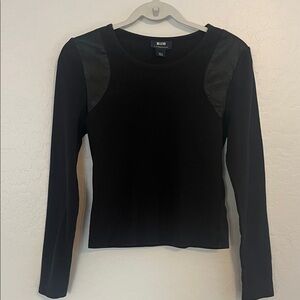 Maeve ribbed long sleeve leather inset